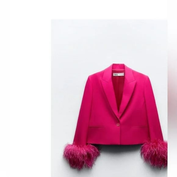 ZARA CROPPED FEATHER BLAZER BLOGGERS FAVORITE NWT - Picture 7 of 9